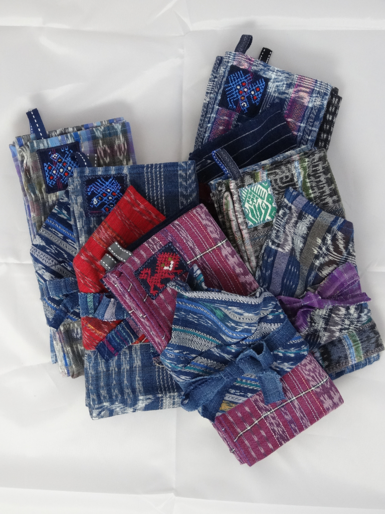 Dish towel sets, repurposed corte (skirt) material